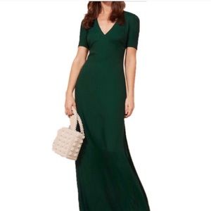 Reformation Briana dress in emerald green